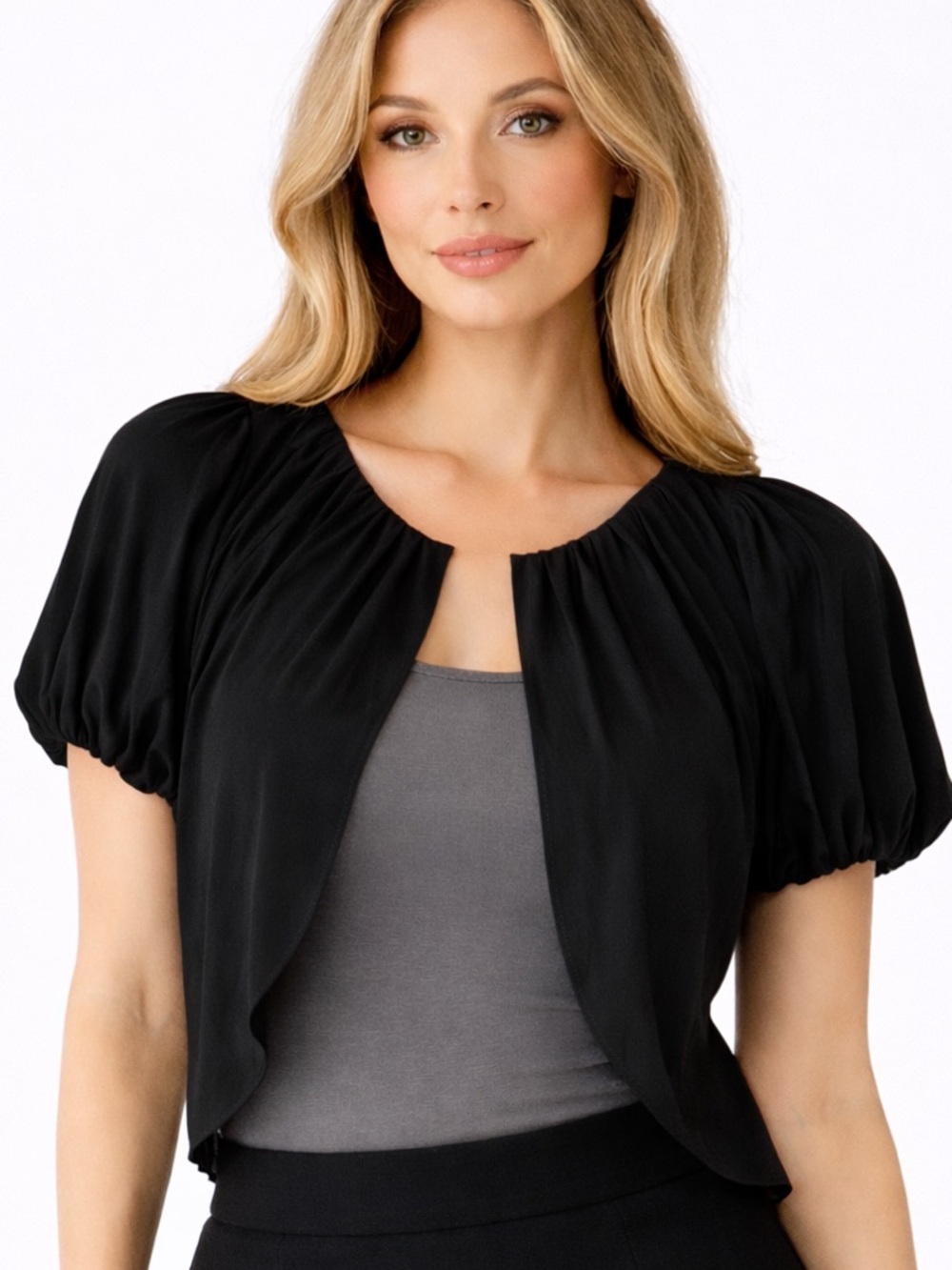Hilton Hollis Black Pleated Shrug Top